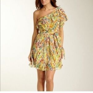 Laundry by Design Limone Multi One Shoulder Mini Dress Size 6 Multi Color